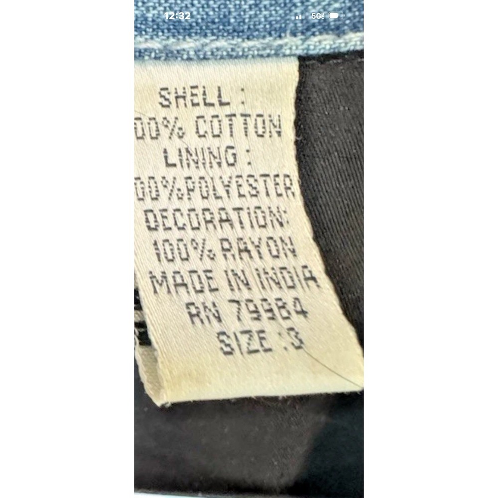 Chico's 3 Denim Jacket Cotton Blue Patchwork Embroidery Sequin Work Stunning - Picture 8 of 8